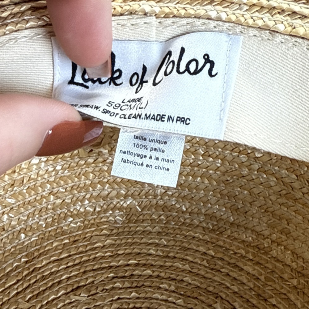 Lack of Color Spencer Straw Boater Hat Size Lg 59cm Wide Tan Beachy Oversized - Picture 6 of 9